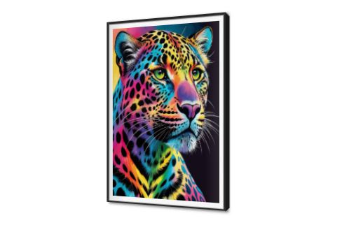 لوحة فنية لنمر ملون بألوان زاهية وجذابة SA95227 كل التابلوهات المودرن, حيوانات مفترسة, حيوانات و طيور ازرق - تركواز, اسود, اصفر, بينك – فوشيا, قوى و زاهى, متعدد الالوان ديجيتال آرت, لوحات فنية, مودرن غرفة الاستقبال, غرفة المعيشة, غرفة شباب, مكاتب – شركات - اعمال بالطول, ببرواز, برواز SF9, برواز اسود, مستطيل