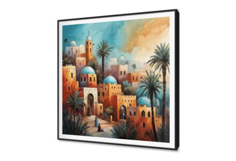 لوحات فنية لمشهد مدينة شرقية قديمة ساحرة SA95202 كل التابلوهات المودرن, اماكن اسلامية و عربية, مبانى و هندسة معمارية, اسلامى - ايات قرآنية و خط عربى, اماكن و مدن و مباني اخضر - زيتى, ازرق - تركواز, برتقالى الوان مائية, ديجيتال آرت, لوحات فنية, مودرن غرفة الاستقبال, غرفة المعيشة, غرفة النوم, مدخل المنزل, مكاتب – شركات - اعمال شروق - غروب ببرواز, برواز SF9, برواز اسود, مربع