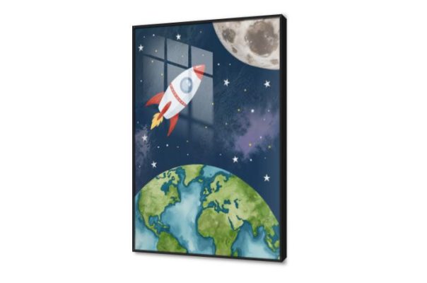 لوحات حائط لغرف الاطفال صاروخ وفضاء SA95435 كل التابلوهات المودرن, القمر, خيال - خيال علمى, فضاء و كواكب احمر - نبيتى, اخضر - زيتى, ازرق - تركواز, رمادى, متعدد الالوان الستريشن - فيكتور, الوان مائية, ديجيتال آرت, مودرن غرفة اطفال, غرفة شباب, مكاتب – شركات - اعمال فى الليل اكريليك, بالطول, ببرواز, برواز اسود, مستطيل