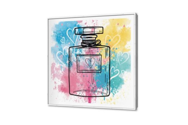 تابلوهات ديكور لزجاجة عطر بلمسات فنية ملونة SA95656 كل التابلوهات المودرن, عطور, فاشون - ازياء, قلوب, ميك اب - تجميل, تجريدي, رومانسى, موضة – ازياء - بنات ازرق - تركواز, اصفر, بينك – فوشيا, قوى و زاهى, متعدد الالوان الستريشن - فيكتور, الوان مائية, ديجيتال آرت, مودرن غرفة المعيشة, غرفة النوم, غرفة بنات ببرواز, برواز SF9, برواز ابيض, مربع