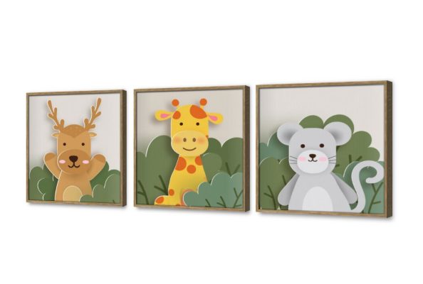 تابلوهات مودرن حيوانات كرتونية لطيفة لغرف الأطفال SA101981 كل التابلوهات المودرن, زرافات, غزلان, حيوانات و طيور اخضر - زيتى, اصفر, بنى - بيج الستريشن - فيكتور, بسيط و هادئ, ديجيتال آرت, مظهر بارز, مودرن غرفة اطفال بالعرض, ببرواز, برواز خشبى