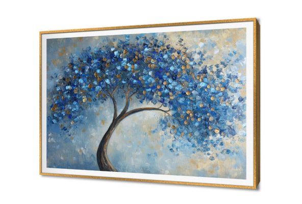 لوحة فنية لشجرة زرقاء بلمسات ذهبية عصرية SA104002 كل التابلوهات المودرن, اشجار, تجريدي, مناظر طبيعية ازرق - تركواز, فضى – ذهبى الوان زيتية - اكريليك, لوحات فنية, مظهر بارز, مودرن غرفة الاستقبال, غرفة المعيشة, غرفة النوم, مكاتب – شركات - اعمال بالعرض, ببرواز, برواز SF9, برواز ذهبى, مستطيل