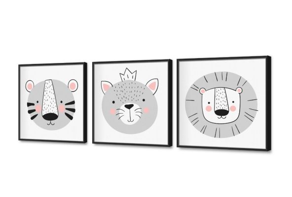 تابلوهات مودرن لغرف الأطفال برسومات حيوانات لطيفة SA104017 كل التابلوهات المودرن, حيوانات مفترسة, قطط, حيوانات و طيور ابيض - اوف وايت, اللون الواحد, رمادى الستريشن - فيكتور, بسيط و هادئ, دوائر, ديجيتال آرت, رسم خطى, مودرن غرفة اطفال, غرفة بنات بالعرض, ببرواز, برواز اسود, مربع