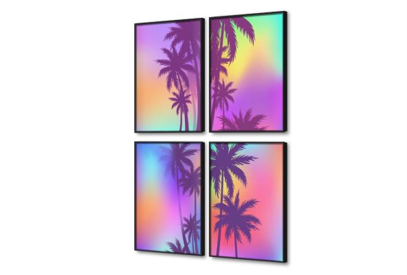 طقم تابلوهات مودرن بنقشة النخيل وألوان جذابة SA102980 كل التابلوهات المودرن, نخيل, مناظر طبيعية ازرق - تركواز, اصفر, برتقالى, قوى و زاهى, متعدد الالوان, موف – ارجوانى الستريشن - فيكتور, ديجيتال آرت, لوحات فنية, مودرن, نيون ستايل غرفة الاستقبال, غرفة المعيشة, غرفة النوم, غرفة شباب, مدخل المنزل, مكاتب – شركات - اعمال اجازة الصيف بالطول, ببرواز, برواز اسود