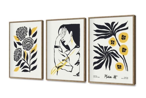 مجموعة لوحات حائط مودرن بتصميم نباتي تجريدي SA104271 كل التابلوهات المودرن, اوراق شجر - نباتات, بنات, مميزة و مختارة, تجريدي, شخصيات و وجوه, ورود - زهور - نباتات ابيض - اوف وايت, اسود, اصفر الستريشن - فيكتور, بسيط و هادئ, بوهو ستايل, ديجيتال آرت, مودرن غرفة الاستقبال, غرفة المعيشة, غرفة النوم, غرفة بنات, مدخل المنزل, مكاتب – شركات - اعمال بالطول, ببرواز, برواز خشبى, مستطيل