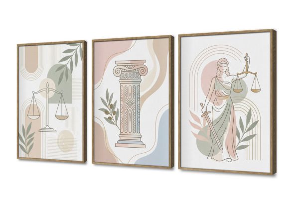 مجموعة لوحات حائط مودرن لرموز العدالة والقانون SA105770 اعمال و شركات, بنات, قانون - قضاء - محاماه, مبانى و هندسة معمارية, كل التابلوهات المودرن, شخصيات و وجوه, اماكن و مدن و مباني ابيض - اوف وايت, بنى - بيج, درجات الباستيل الستريشن - فيكتور, بسيط و هادئ, بوهو ستايل, ديجيتال آرت, لوحات فنية, مودرن غرفة الاستقبال, غرفة المعيشة, مدخل المنزل, مكاتب – شركات - اعمال بالطول, بالعرض, ببرواز, برواز خشبى, مستطيل