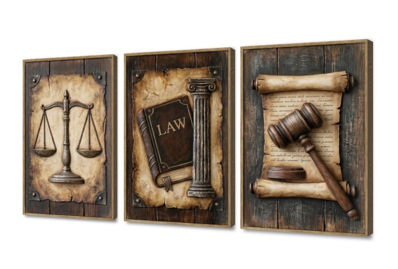 طقم لوحات فنية فخمة لرموز العدالة والقانون SA105801 اعمال و شركات, قانون - قضاء - محاماه, كل التابلوهات المودرن الوان داكنة, بنى - بيج ديجيتال آرت, عتيق - فينتاج, كتابات و حروف, كلاسيك – نيو كلاسيك, لوحات فنية, مظهر بارز, مودرن غرفة المعيشة, مكاتب – شركات - اعمال بالطول, بالعرض, ببرواز, برواز خشبى, مستطيل