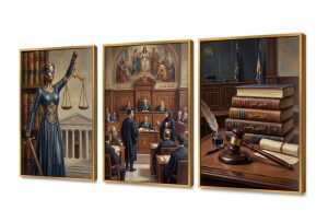 طقم لوحات فنية لمحامي تعبر عن العدالة SA105808 اعمال و شركات, بنات, رجال, قانون - قضاء - محاماه, مبانى و هندسة معمارية, كل التابلوهات المودرن, شخصيات و وجوه, اماكن و مدن و مباني ازرق - تركواز, الوان داكنة, بنى - بيج, فضى – ذهبى لوحات فنية, مظهر بارز, مودرن غرفة المعيشة, مدخل المنزل, مكاتب – شركات - اعمال بالطول, بالعرض, ببرواز, برواز ذهبى, مستطيل