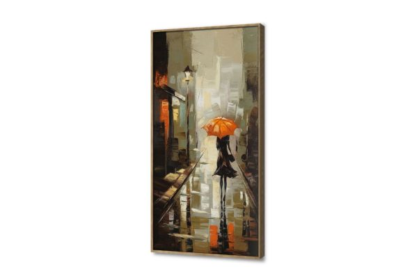 لوحة فنية امرأة بمظلة برتقالية في المطر SA105147 كل التابلوهات المودرن, بنات, شخصيات و وجوه, اماكن و مدن و مباني اسود, الوان داكنة, برتقالى, بنى - بيج الوان زيتية - اكريليك, لوحات فنية, مودرن غرفة الاستقبال, غرفة المعيشة, مدخل المنزل, مكاتب – شركات - اعمال شتاء و ثلوج, فى الليل بالطول, ببرواز, برواز خشبى, مستطيل