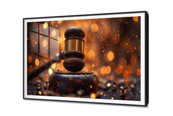 لوحة فنية تجسد مطرقة القضاء في مكاتب المحاماة SA105521 اعمال و شركات, قانون - قضاء - محاماه, كل التابلوهات المودرن, طبيعه صامتة اسود, اصفر, الوان داكنة, بنى - بيج, فضى – ذهبى ديجيتال آرت, صور فوتوغرافية, لوحات فنية, مظهر بارز, مودرن غرفة الاستقبال, مدخل المنزل, مكاتب – شركات - اعمال فى الليل اكريليك, بالعرض, ببرواز, برواز SF9, برواز اسود, مستطيل