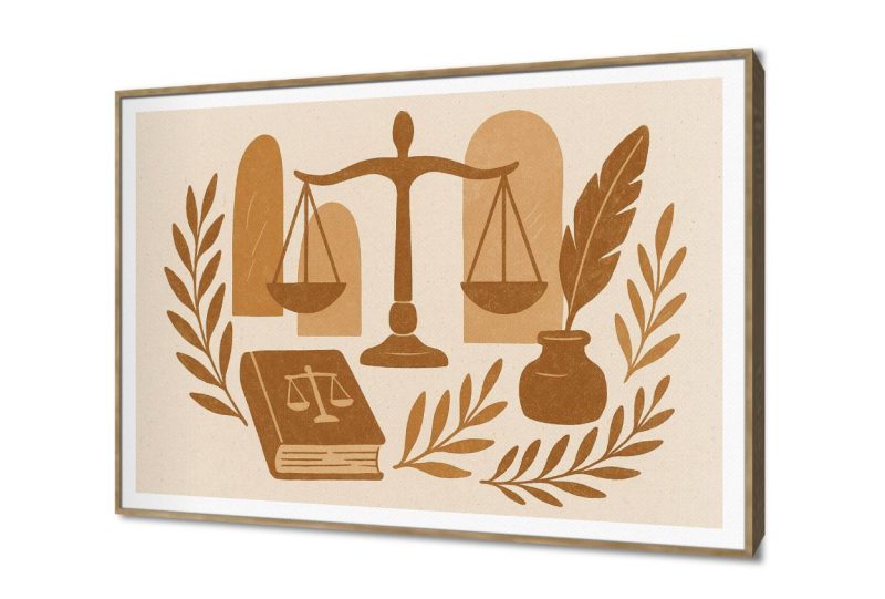 لوحة فنية لرموز العدالة والقانون بتصميم مودرن SA105691 اعمال و شركات, قانون - قضاء - محاماه, كل التابلوهات المودرن ابيض - اوف وايت, بنى - بيج الستريشن - فيكتور, بسيط و هادئ, ديجيتال آرت, مودرن غرفة الاستقبال, غرفة المعيشة, مدخل المنزل, مكاتب – شركات - اعمال بالعرض, ببرواز, برواز خشبى, مستطيل