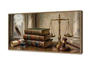 لوحة فنية كلاسيكية تعبر عن العدالة والقانون SA105742 اعمال و شركات, قانون - قضاء - محاماه, مبانى و هندسة معمارية, كل التابلوهات المودرن, طبيعه صامتة, اماكن و مدن و مباني الوان داكنة, بنى - بيج, فضى – ذهبى الوان زيتية - اكريليك, كلاسيك – نيو كلاسيك, لوحات فنية غرفة الاستقبال, غرفة المعيشة, مكاتب – شركات - اعمال بالعرض, ببرواز, برواز خشبى, مستطيل
