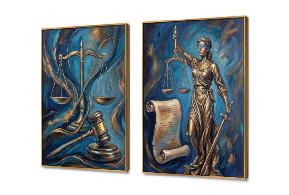 لوحات فنية تجسد العدالة للمكاتب القانونية الفخمة SA105757 اعمال و شركات, بنات, قانون - قضاء - محاماه, كل التابلوهات المودرن, تجريدي, شخصيات و وجوه ازرق - تركواز, الوان داكنة, فضى – ذهبى ديجيتال آرت, كتابات و حروف, لوحات فنية, مظهر بارز, مودرن غرفة الاستقبال, غرفة المعيشة, مكاتب – شركات - اعمال بالطول, ببرواز, برواز ذهبى, مستطيل