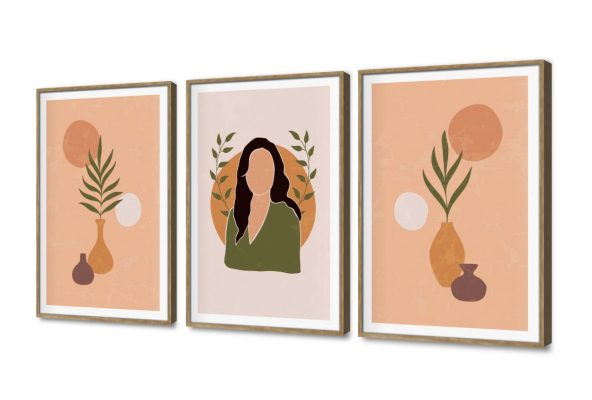 تابلوه مودرن كانفاس بتصميم بوهيمي أنيق SA107138 كل التابلوهات المودرن, اعمال و شركات, عيادات - طبيه - مستشفيات اخضر - زيتى, برتقالى الستريشن - فيكتور, بسيط و هادئ, بوهو ستايل, مودرن غرفة المعيشة بالعرض, ببرواز, برواز SF9, برواز خشبى, مستطيل