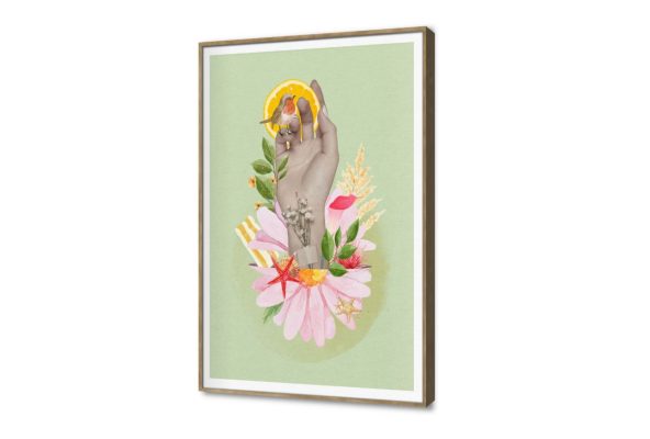 تابلوه مودرن بتصميم فني يجمع الطبيعة SA107830 كل التابلوهات المودرن, اعمال و شركات, عيادات - طبيه - مستشفيات اخضر - زيتى, بينك – فوشيا ديجيتال آرت, مودرن مكاتب – شركات - اعمال بالطول, ببرواز, برواز SF9, برواز خشبى, مستطيل