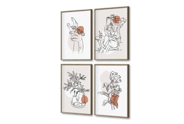 مجموعة تابلوهات مودرن بتصميم خطي مميز SA107182 كل التابلوهات المودرن, اعمال و شركات, عيادات - طبيه - مستشفيات ابيض - اوف وايت, اسود بسيط و هادئ, بوهو ستايل, رسم خطى, مودرن غرفة بنات, مكاتب – شركات - اعمال بالطول, ببرواز, برواز خشبى, مستطيل