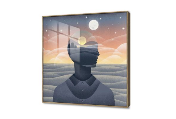 لوحة فنية تعبر عن التأمل والهدوء SA108576 كل التابلوهات المودرن, اعمال و شركات, عيادات - طبيه - مستشفيات اصفر, برتقالى, رمادى الستريشن - فيكتور, بسيط و هادئ, مودرن مكاتب – شركات - اعمال اكريليك, ببرواز, برواز خشبى, مربع