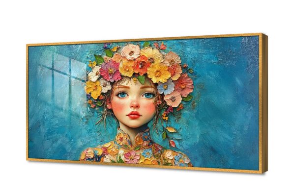 تابلوه مودرن كانفاس لفتاة بزهور ملونة SA107259 كل التابلوهات المودرن, بنات, شخصيات و وجوه, ورود - زهور - نباتات ازرق - تركواز, متعدد الالوان ديجيتال آرت, لوحات فنية, مظهر بارز, مودرن غرفة المعيشة, غرفة النوم, غرفة بنات فصل الربيع بالعرض, ببرواز, برواز ذهبى, مستطيل