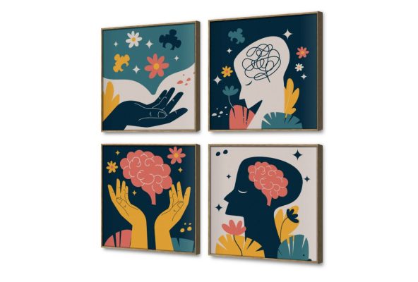 مجموعة تابلوهات مودرن بتصاميم عصرية مميزة SA108640 كل التابلوهات المودرن, اعمال و شركات, عيادات - طبيه - مستشفيات, تجريدي اخضر - زيتى, اصفر, رمادى, قوى و زاهى الستريشن - فيكتور, مودرن مكاتب – شركات - اعمال ببرواز, برواز خشبى, مربع